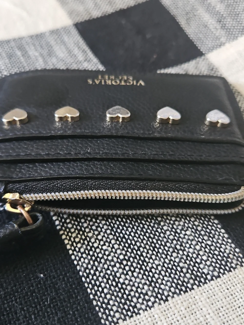 Victoria's Secret Black Card Holder with Silver Heart Keychain